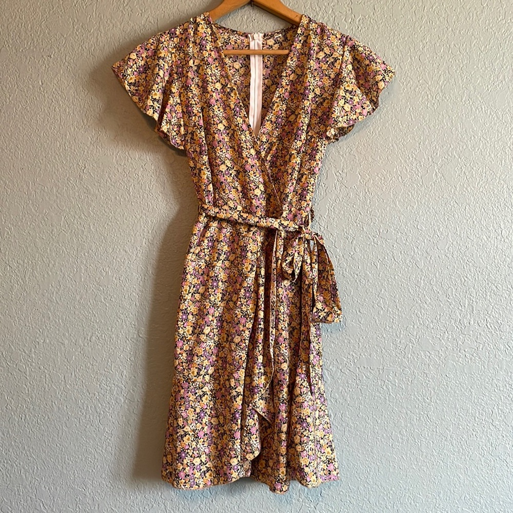 Floral wrap dress from shein flowy sleeve